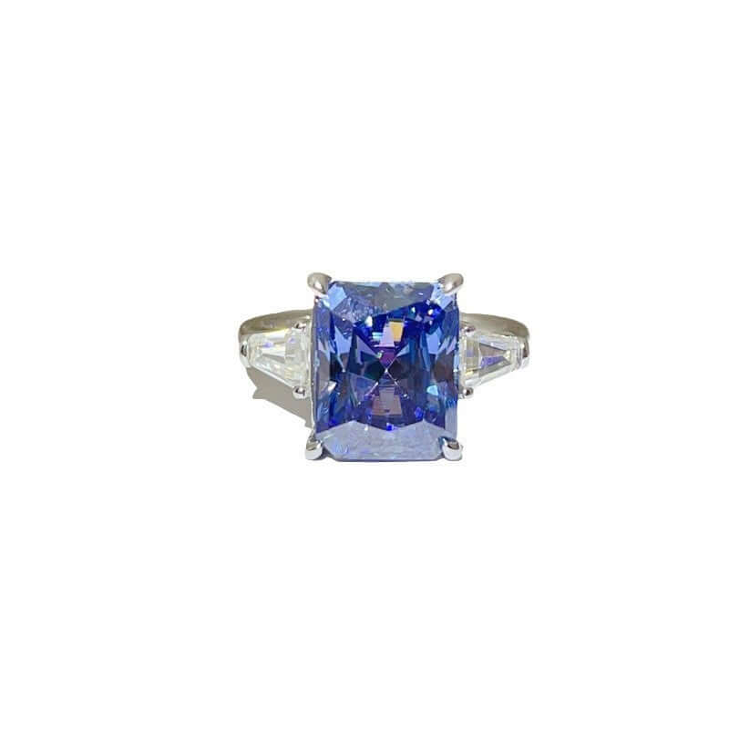 Blue Moissanite Ring with 5 Carat Sapphire set in 925 sterling silver by DTP Jewellery.