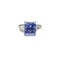 Blue Moissanite Ring with 5 Carat Sapphire set in 925 sterling silver by DTP Jewellery.