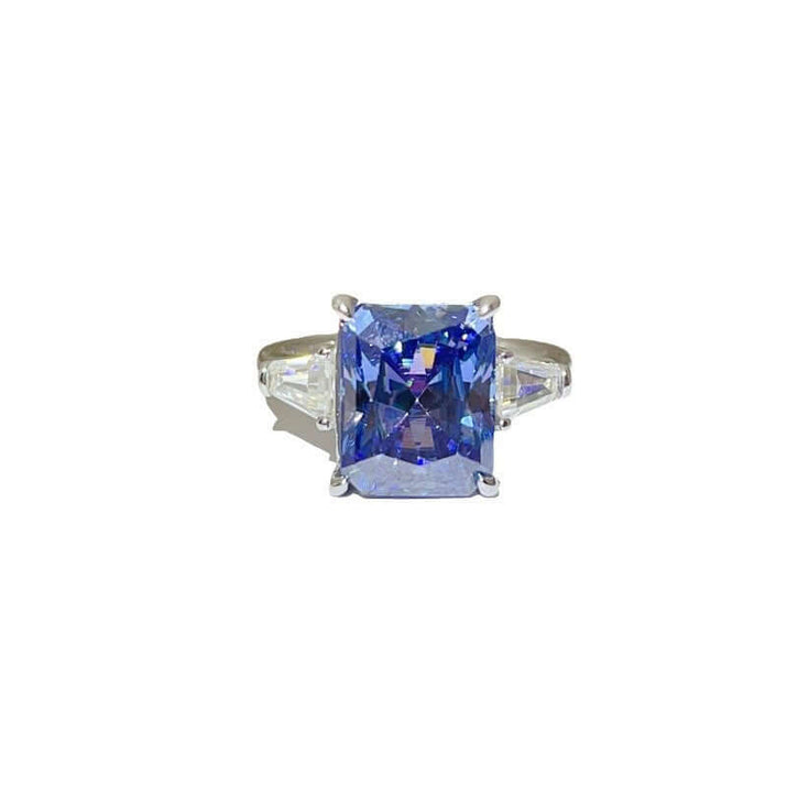Blue Moissanite Ring with 5 Carat Sapphire set in 925 sterling silver by DTP Jewellery.