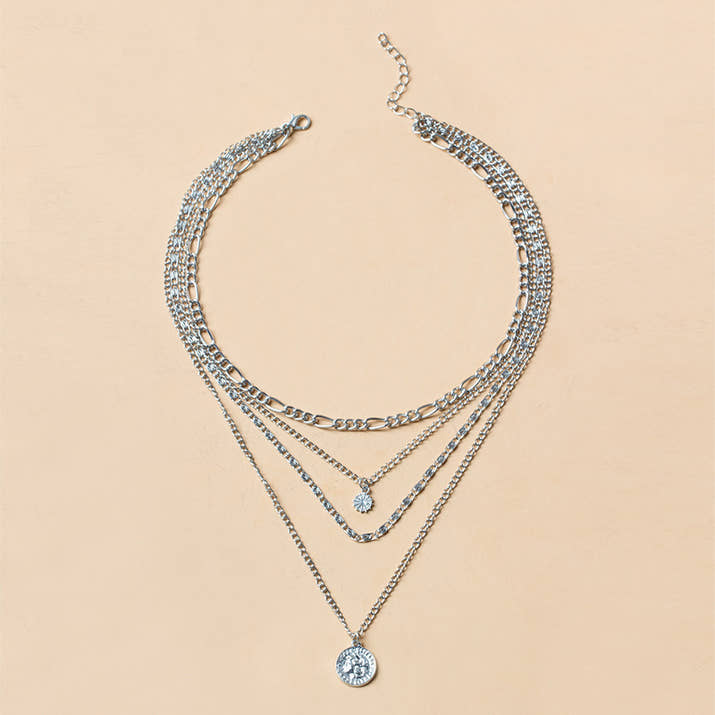 Chunky Gold Necklace Chunky Charm Necklace For Women Layered Gold Necklace For Women Silver Coin Necklace Jewelry Gifts For Women