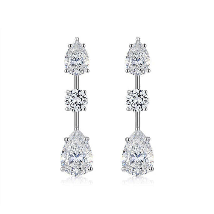 Moissanite Earrings in 925 Sterling Silver with sparkling stones by DTP Jewellery, showcasing elegant design and luxury.