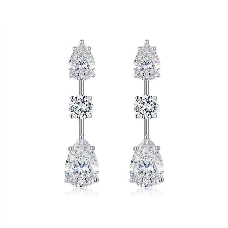 Moissanite Earrings in 925 Sterling Silver with sparkling stones by DTP Jewellery, showcasing elegant design and luxury.