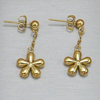 Gold Flower Necklace Set with floral charm earrings in 18K gold plated stainless steel by DTP Jewellery.