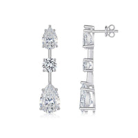 Moissanite Earrings in 925 Sterling Silver featuring pear and round brilliant stones by DTP Jewellery.